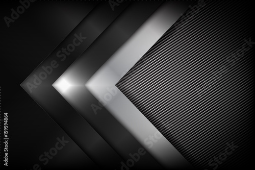 Abstract background dark and black carbon fiber with curve and layered overlap element vector illustration 004