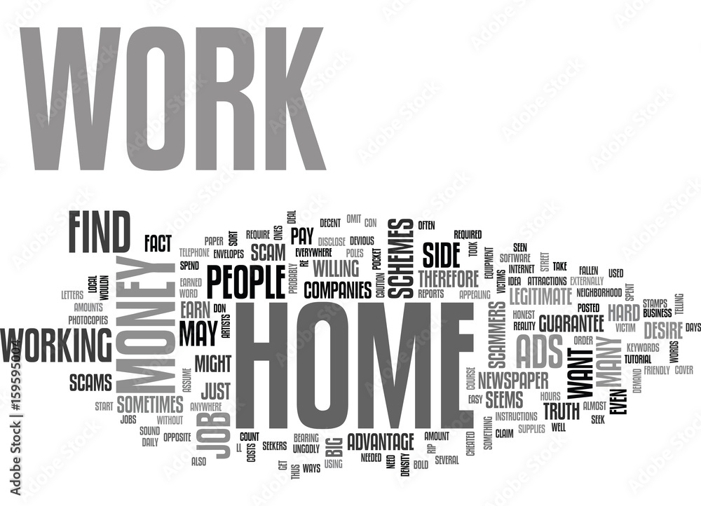 Obraz premium WORK AT HOM TEXT WORD CLOUD CONCEPT