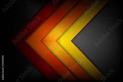 Abstract red orange yellow background dark and black carbon fiber with curve and layered overlap element vector illustration eps10