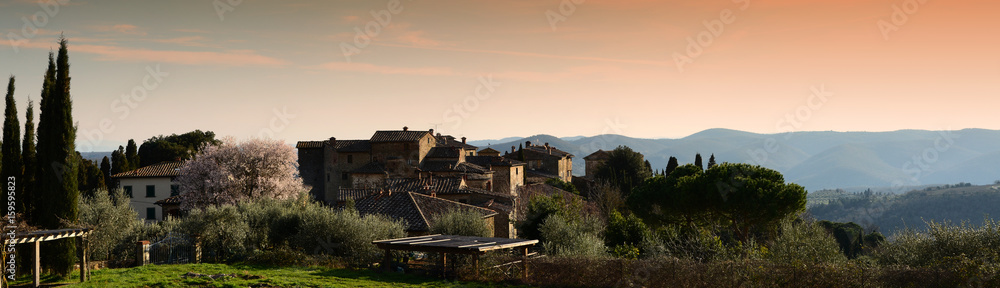 The Volpaia village, a medieval village in Tuscany, near Florence in Chianti. Italy.