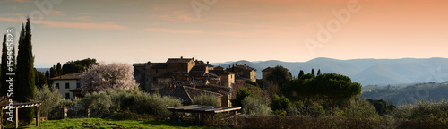 The Volpaia village, a medieval village in Tuscany, near Florence in Chianti. Italy.
