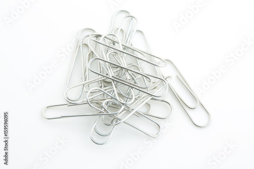 Paper Clips on White Background