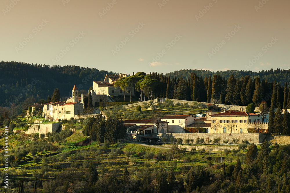 Small village of Nipozzano in the Tuscan countryside in Chianti, Italy