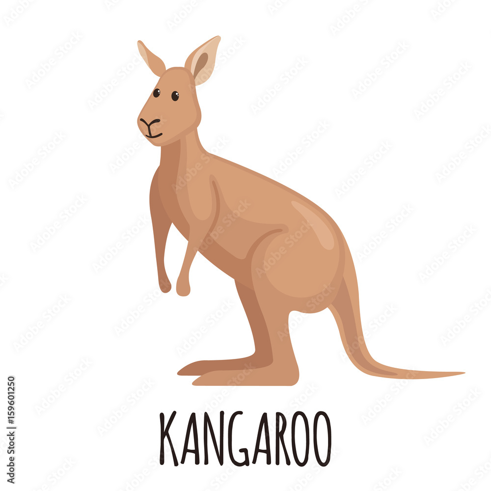 Cute kangaroo in flat style.