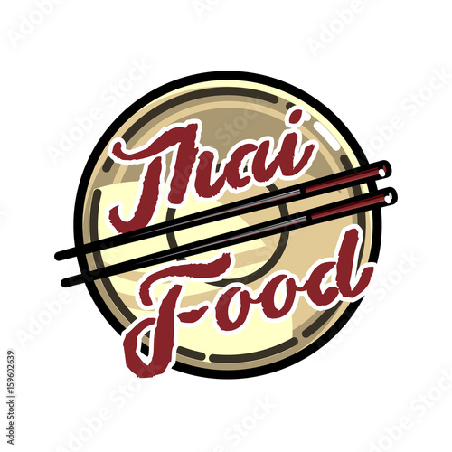 Color vintage thai food emblem