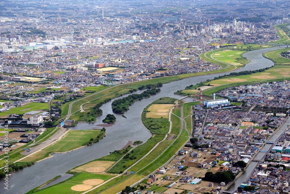 Fototapeta premium 江戸川・大場川・松戸遠景