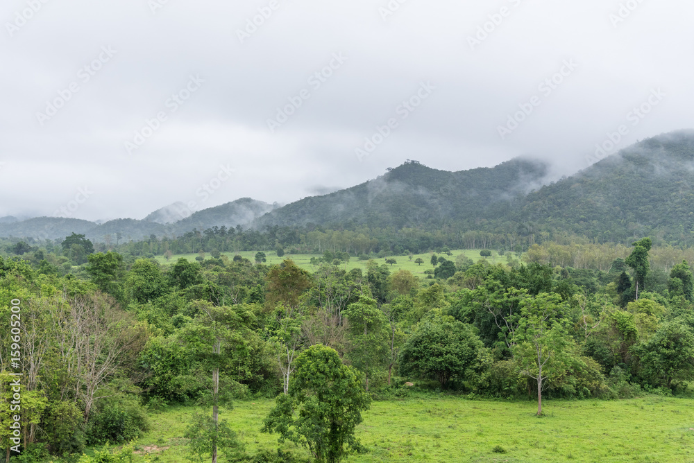 Mountains, forest and clouds in the sky. Mountains, forest and clouds in the sky.