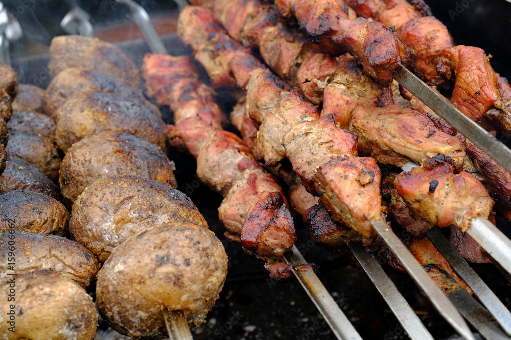 Grilled meat kebab