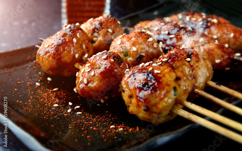 japanese meatball grill  tsukune.