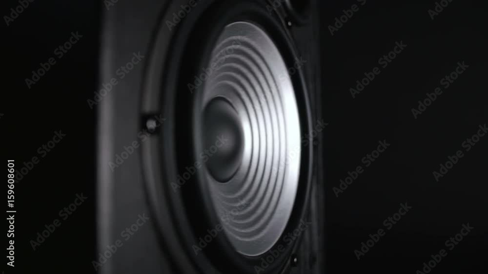 A Silver Vibrating Working Subwoofer A Silver Vibrating Working Subwoofer