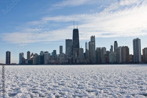Chicago, IL , USA - Feb 8, 2010: The Michigan lake is frozen