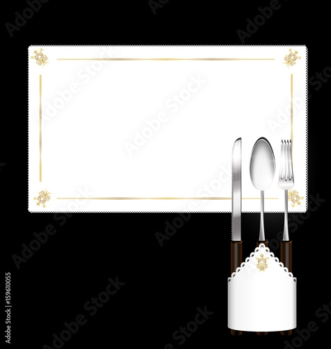 abstract napkin and khife, spoon, fork