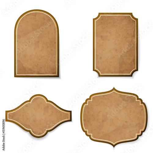 Set of leather realistic vintage vector labels