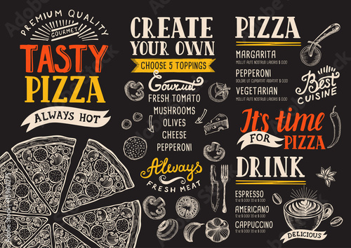 Pizza menu restaurant, food template.