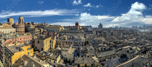 genoa town cityscape panorama from the sea harbor