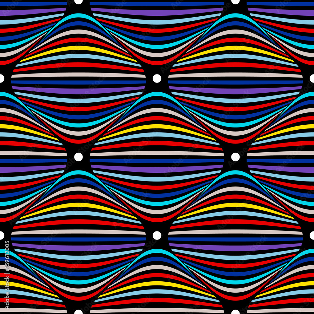 Colorful seamless vector op art pattern. Optical illusion abstract background