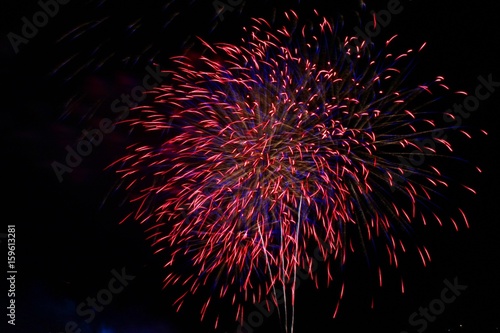 Colorful fireworks light up in black sky,