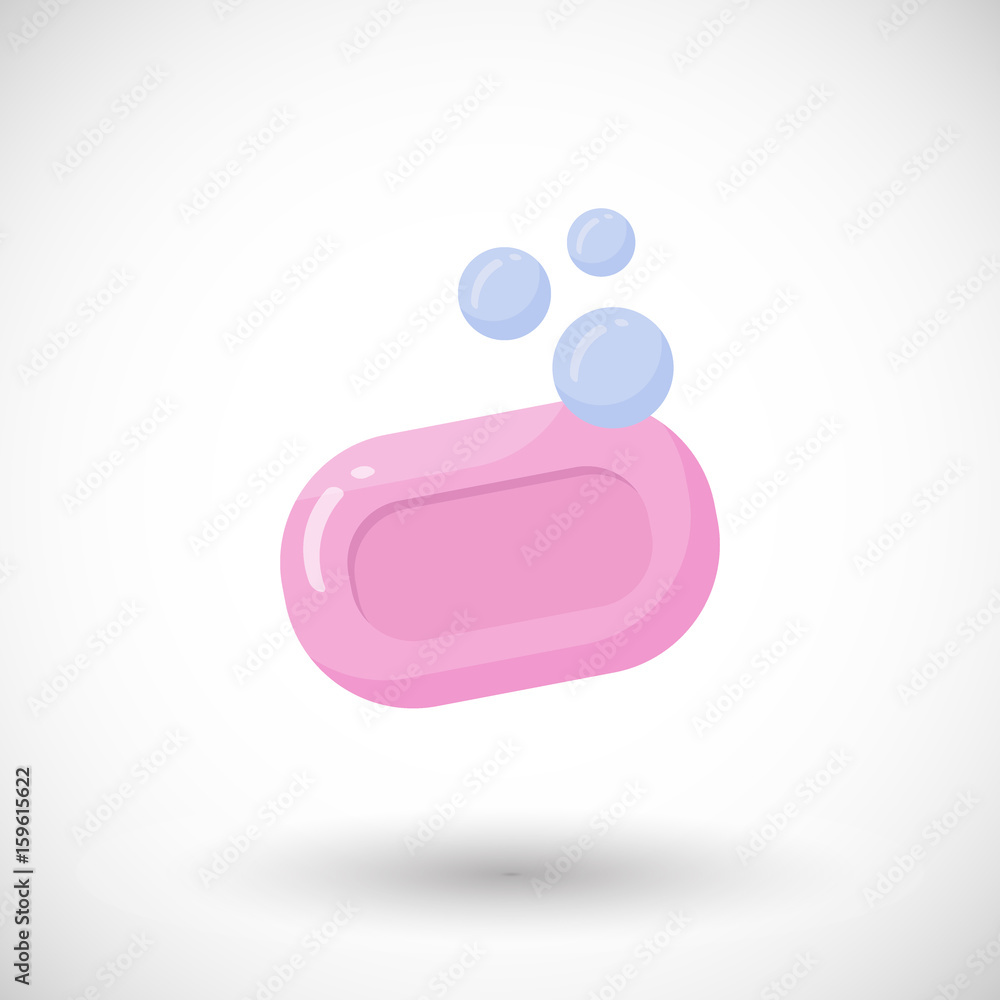 Soap with bubbles vector flat icon