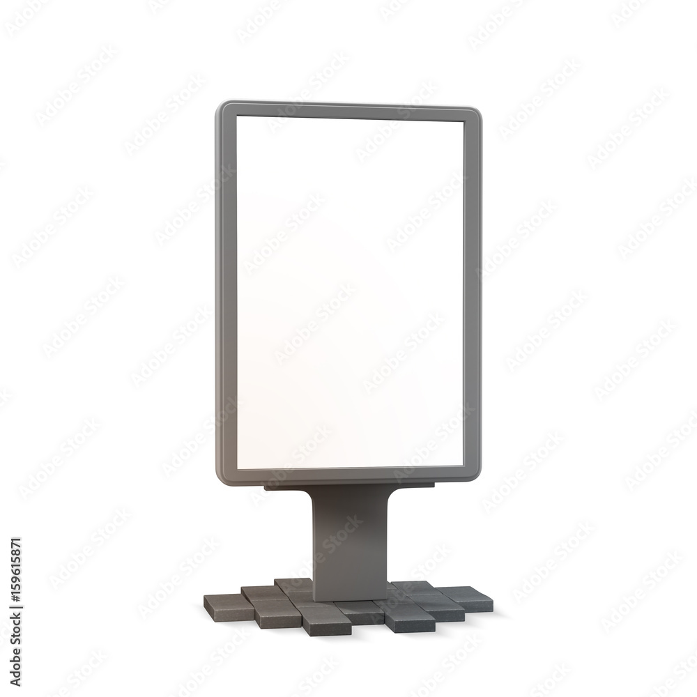 Blank mock up of vertical street poster billboard on isolated white background. Outdoor kiosk city advertising. Cityscape blank billboard for the user to modify. Advertising in blank Blank mock up of vertical street poster billboard on isolated white background. Outdoor kiosk city advertising. Cityscape blank billboard for the user to modify. Advertising in blank