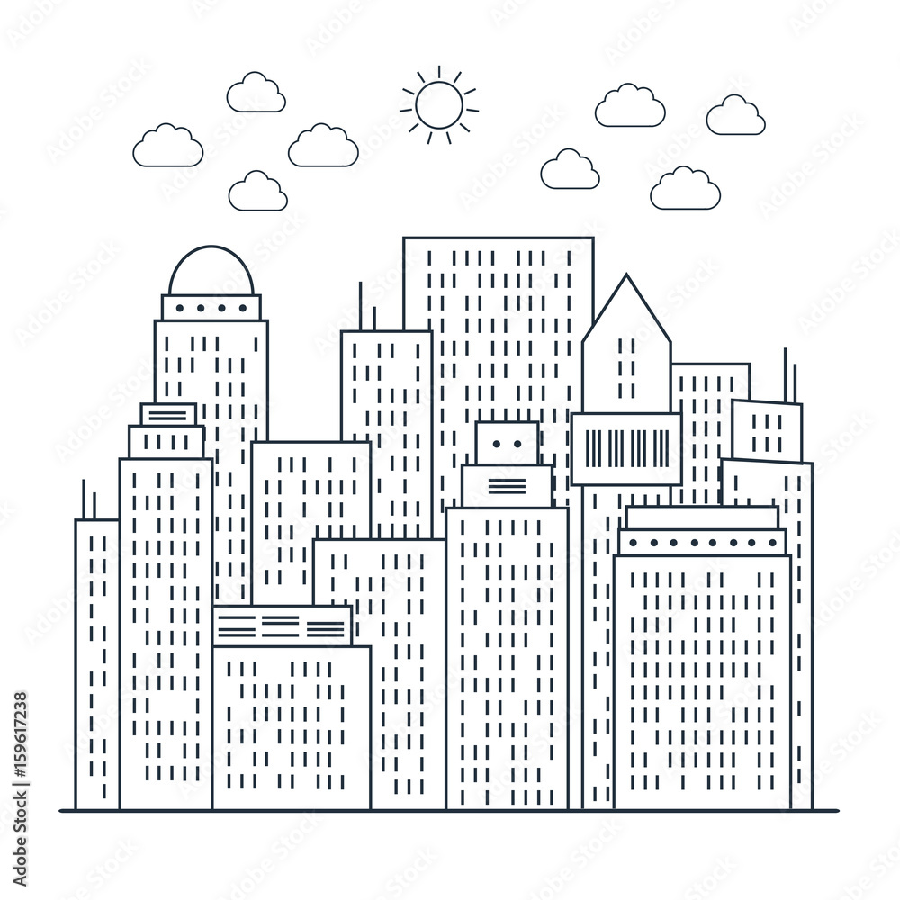 Obraz premium Modern Cityscape in Line art style