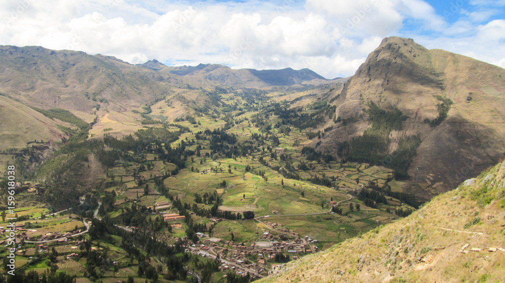 Landscape of Pisaq in Peru's Sacred Valley of the Incas