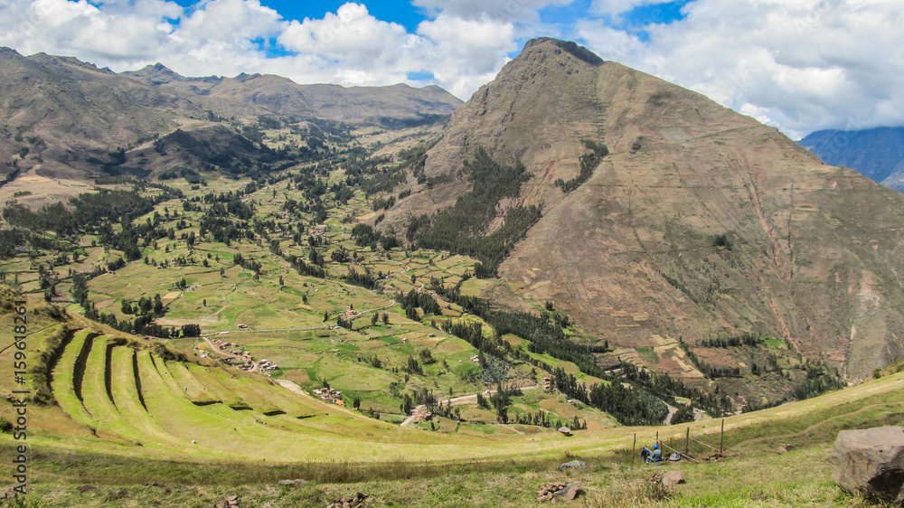 Landscape of Pisaq, in the Sacred Valley of the Incas, Peru