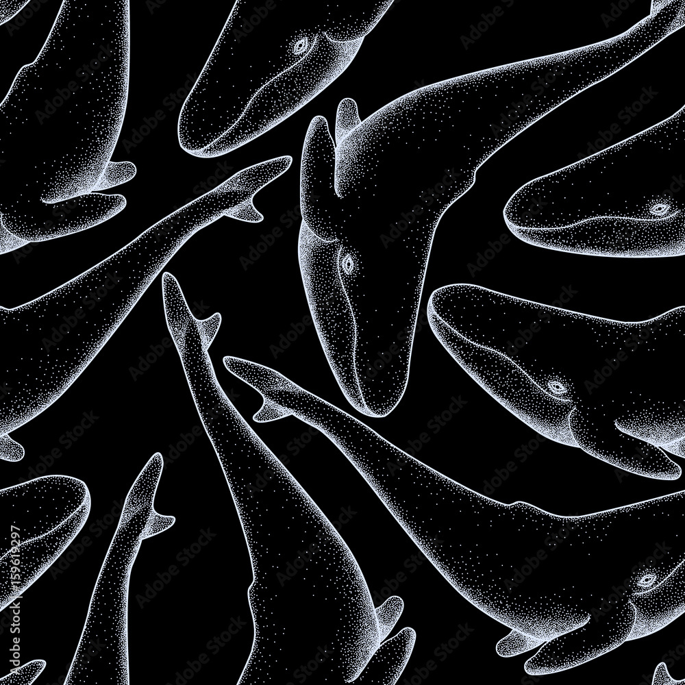 Naklejka premium Seamless pattern with whales. Vector illustration 