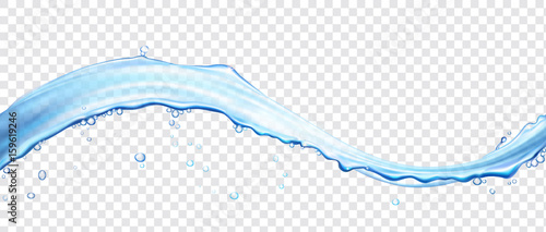 Plakat Powierzchnia fali wody z bąbelkami. Realistyczna wektorowa 3d ilustracja