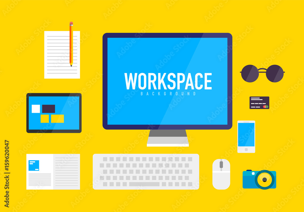 Flat design workspace background Flat design workspace background