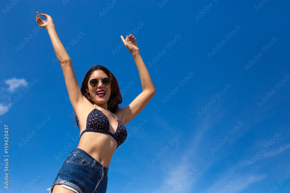 Pretty girl having a good time at Coney Island beach, New York Pretty girl having a good time at Coney Island beach, New York