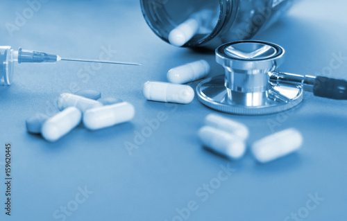 Photography drug and pills with phonendoscope