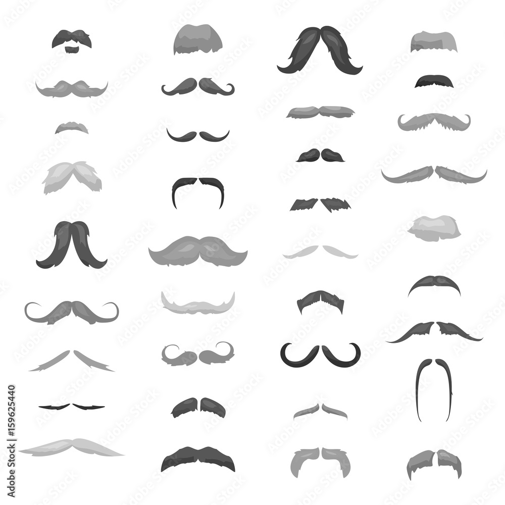 Huge collection mustache retro curly, mustache set. Mustache different