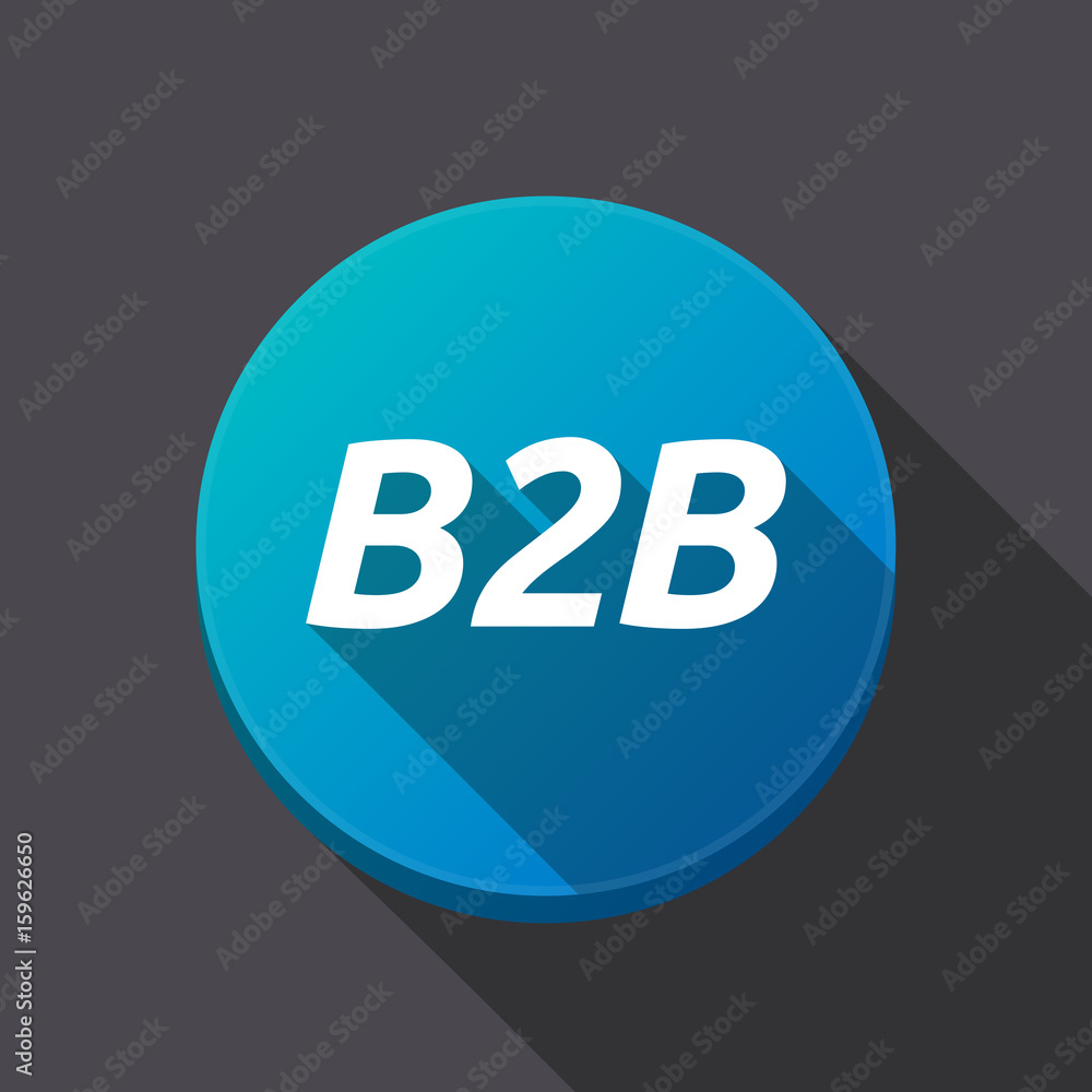 Long shadow round buttonwith the text B2B Long shadow round buttonwith the text B2B