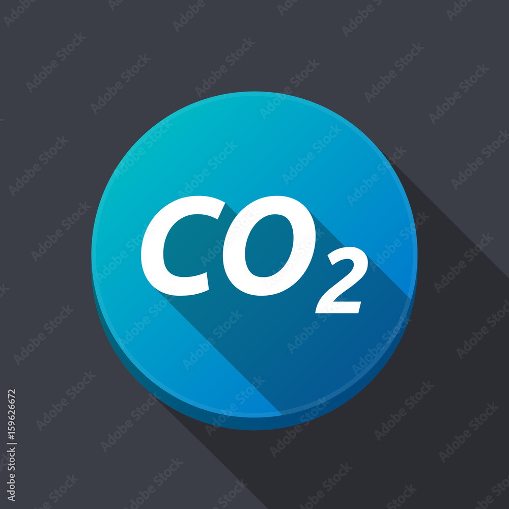 Long shadow round buttonwith the text CO2 Long shadow round buttonwith the text CO2