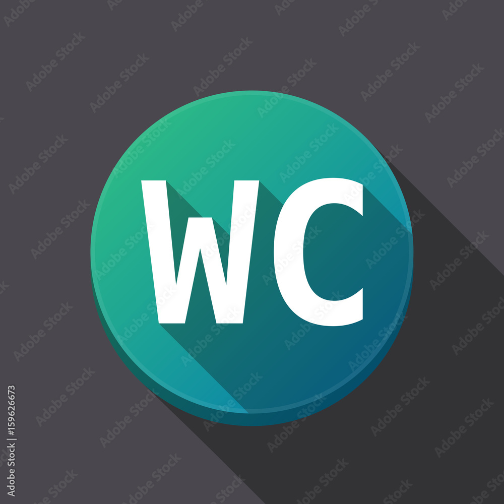 Long shadow round buttonwith    the text WC