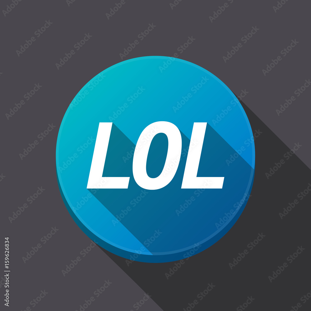Long shadow round buttonwith the text LOL Long shadow round buttonwith the text LOL
