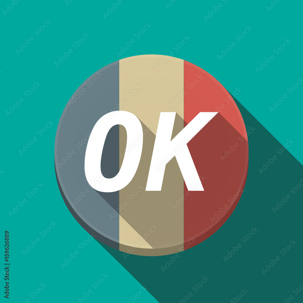 Long shadow round button with the text OK Long shadow round button with the text OK