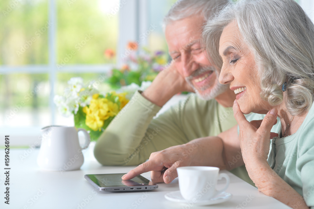 Beautiful old couple with tablet Beautiful old couple with tablet