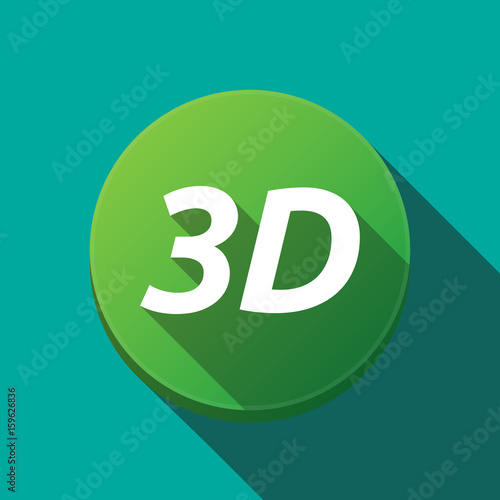 Long shadow round buttonwith the text 3D