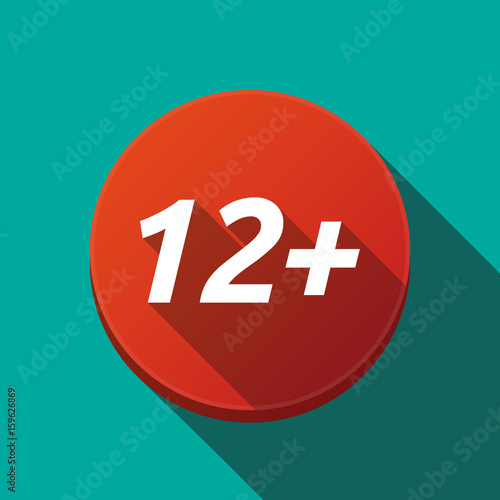 Long shadow round buttonwith the text 12+