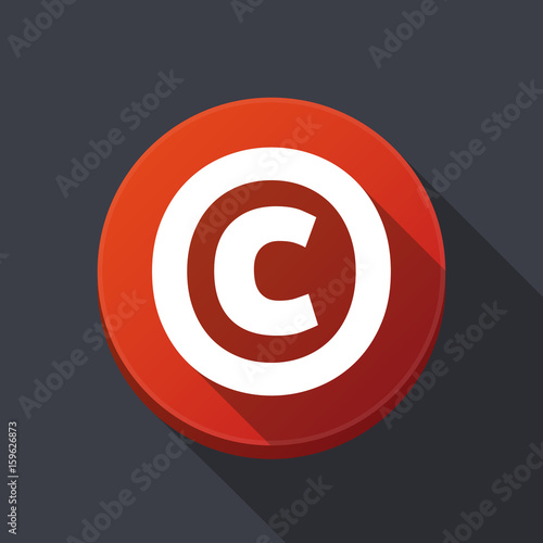 Long shadow round buttonwith    the  copyright sign