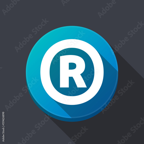 Long shadow round buttonwith    the registered trademark symbol