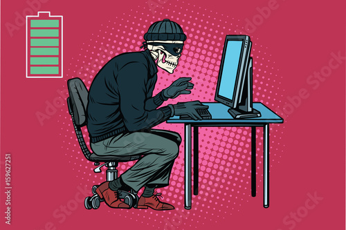 Dead skeleton hacker hacked computer