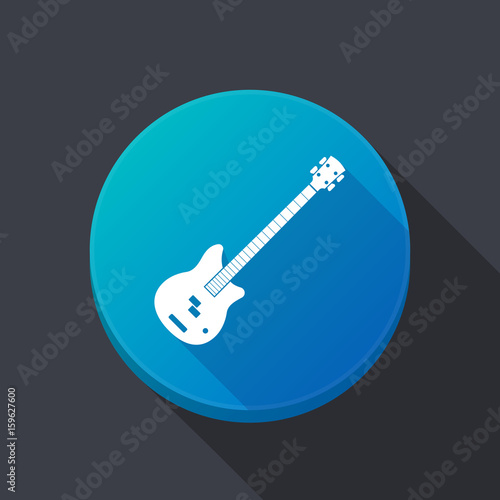 Long shadow button with  a four string electric bass guitar