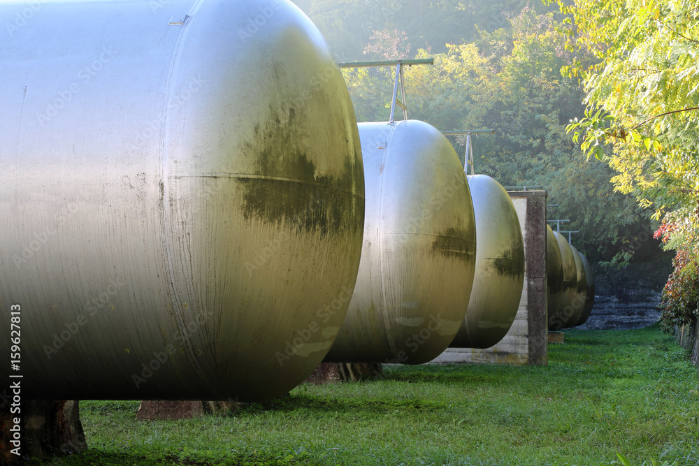 cylindrical tanks of an industrial plant for the storage of meth cylindrical tanks of an industrial plant for the storage of meth