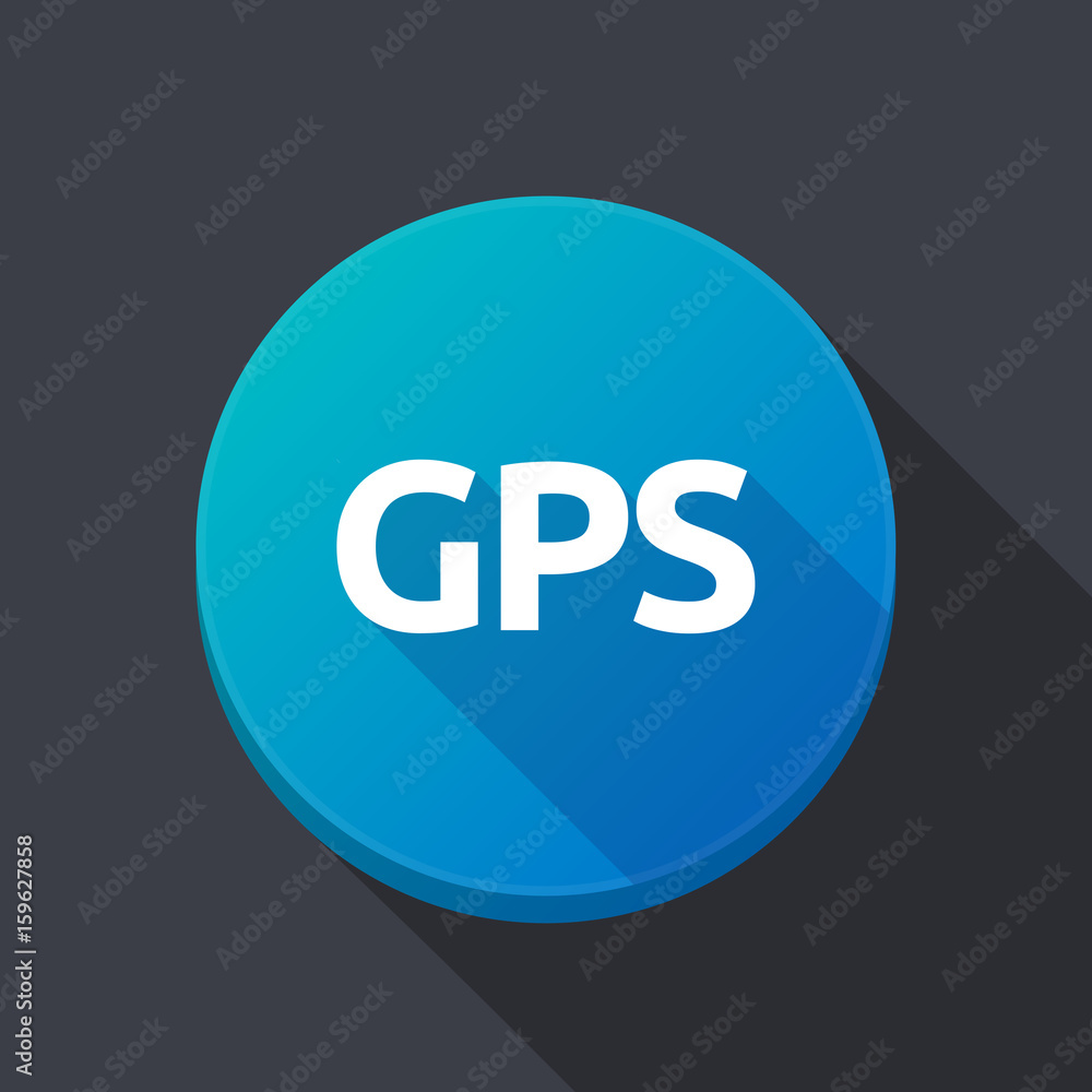 Long shadow button with the Global Positioning System acronym GPS Long shadow button with the Global Positioning System acronym GPS