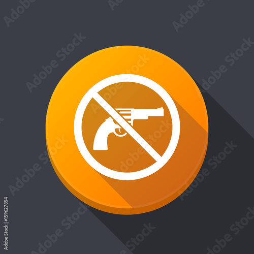 Long shadow button with a gun in a not allowed signal