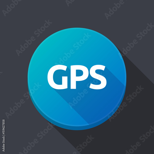 Long shadow button with  the Global Positioning System acronym GPS