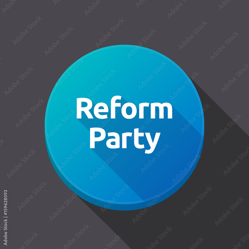 Long shadow button with the text Reform Party Long shadow button with the text Reform Party