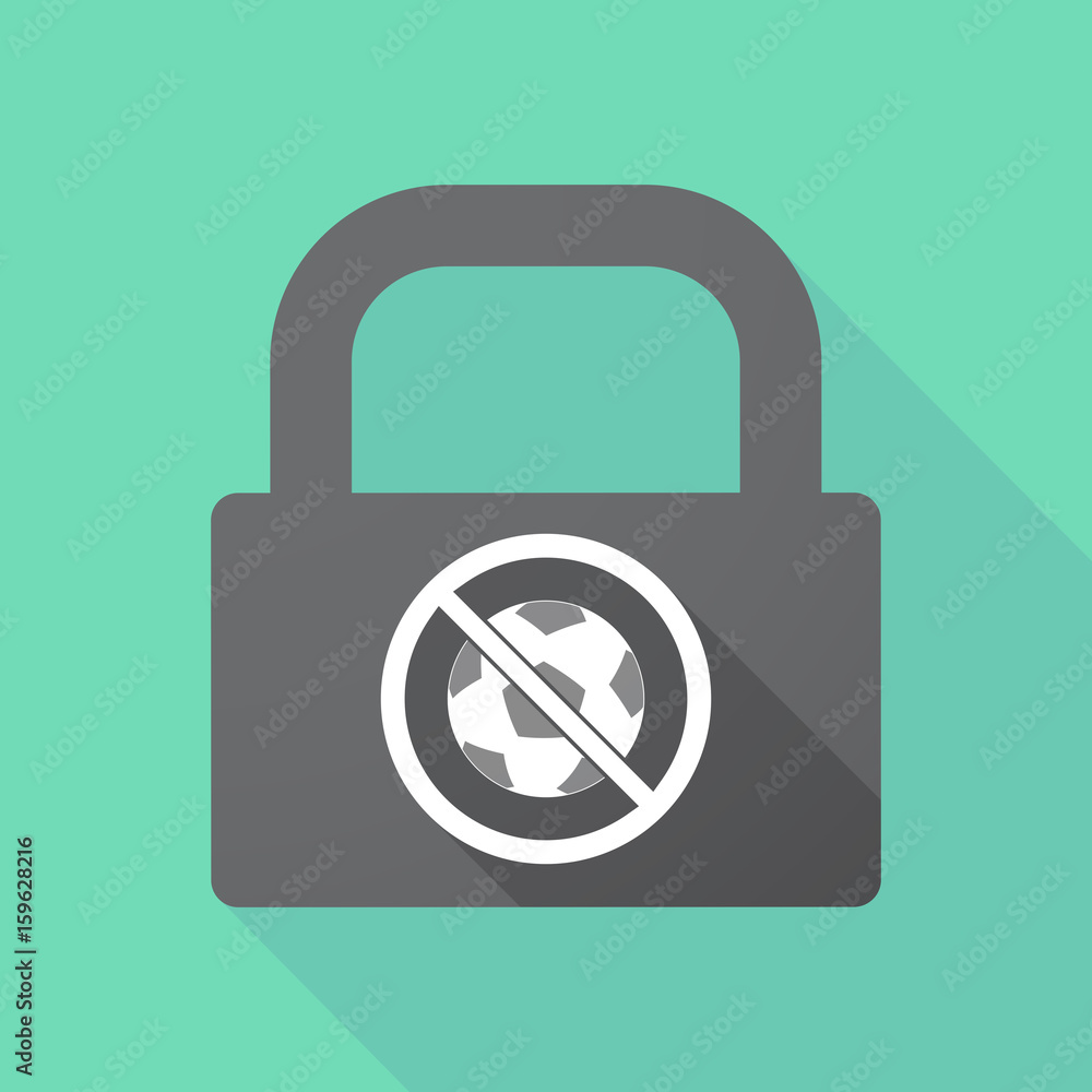 Long shadow lock with a soccer ball in a not allowed signal Long shadow lock with a soccer ball in a not allowed signal